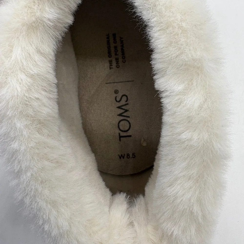 TOMS Womens 8.5 Paxton Cobblestone Suede Slip On Faux Fur Ankle Slippers shoes